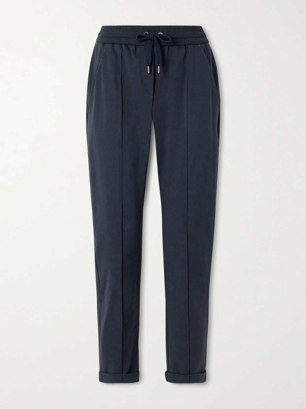 Bead-embellished Cotton-blend Jersey Track Pants
