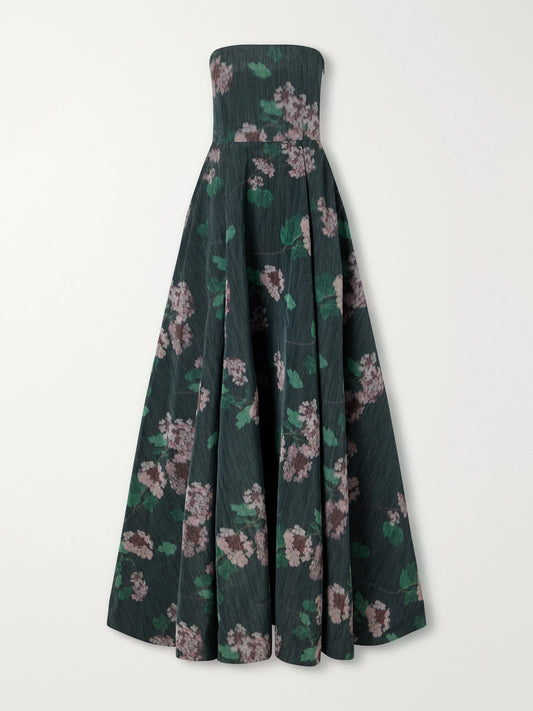 BERNADETTE Isa Strapless Floral-print Taffeta Gown