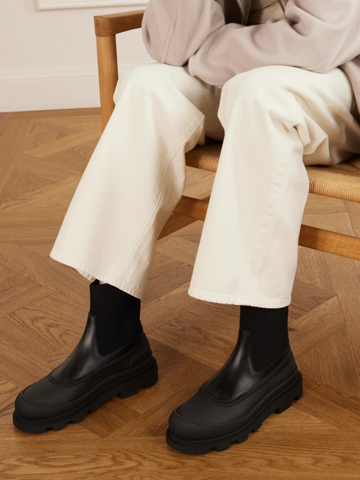 Vera Edge Rubber-trimmed Leather Ankle Boots