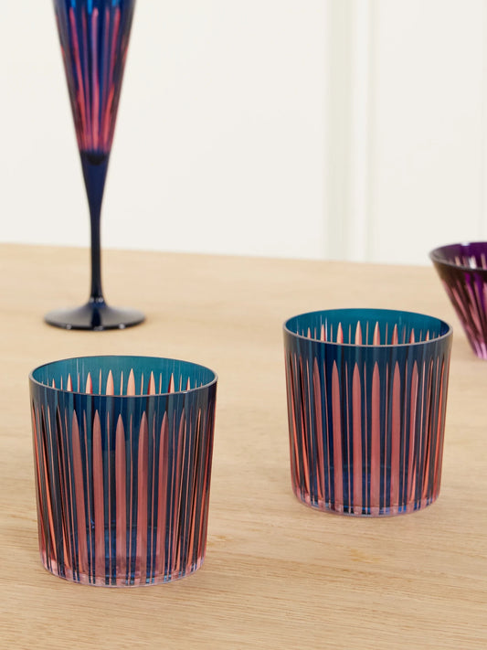 Image of Tableware. Product name - Prism Set Of Four Glass Tumblers in Blue colour by brand - L'Objet