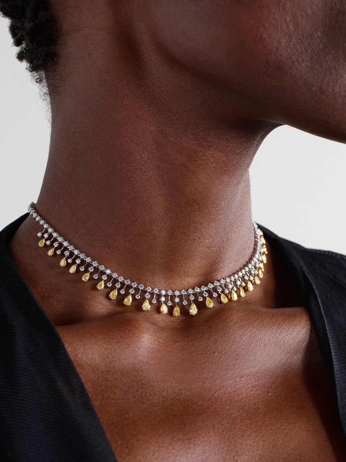 Image of Necklaces. Product name - Classic Canary 18-karat White And Yellow Gold Diamond Necklace in Multi colour by brand - Kamyen