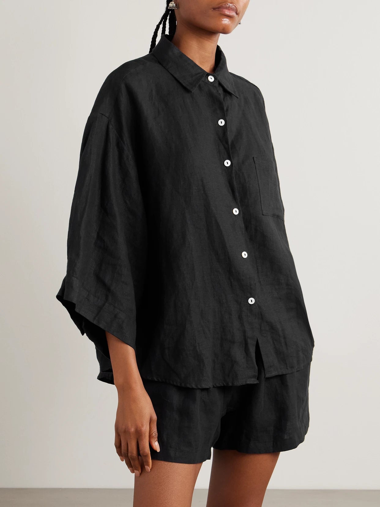 03 Linen Shirt And Shorts Set