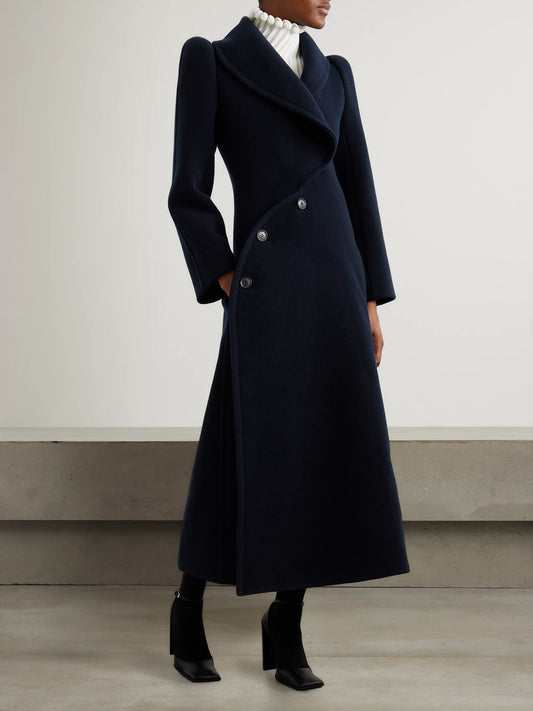 Image of Coats & Jackets. Product name - Wool Coat in Navy colour by brand - Alaïa