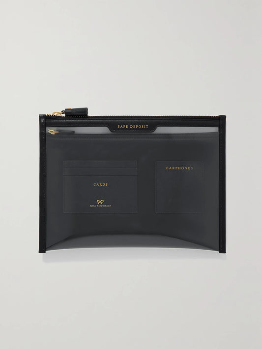 Safe Deposit Leather-trimmed Pvc Pouch