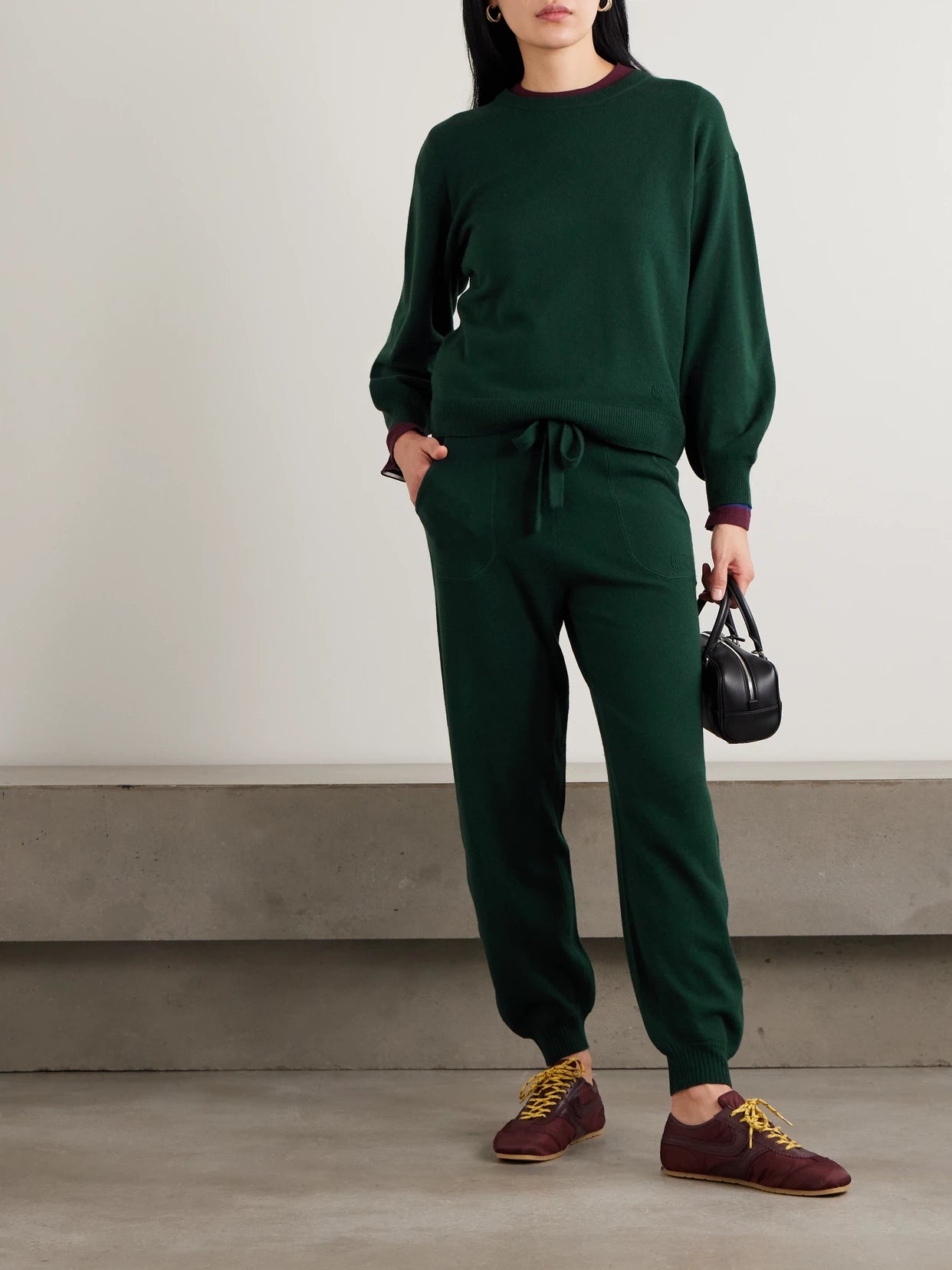 Image of Sleepwear & Loungewear. Product name - Colorama Maille Famous Wool And Cashmere-blend Sweater in Green colour by brand - Eres