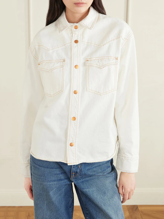 Image of Coats & Jackets. Product name - Cassidy Denim Jacket in White colour by brand - SLVRLAKE