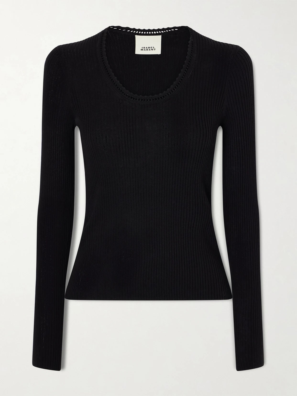 Selenie Scalloped Ribbed Silk And Cotton-blend Sweater