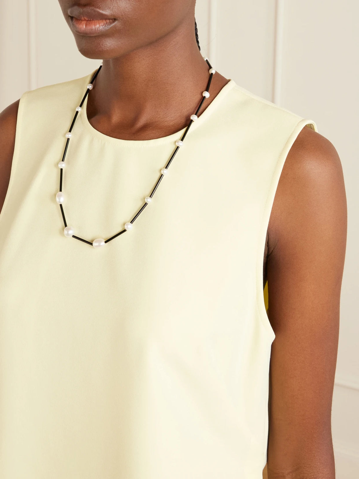 Image of Necklaces. Product name - Osiris Silver, Pearl And Glass Necklace in Black colour by brand - Sophie Buhai