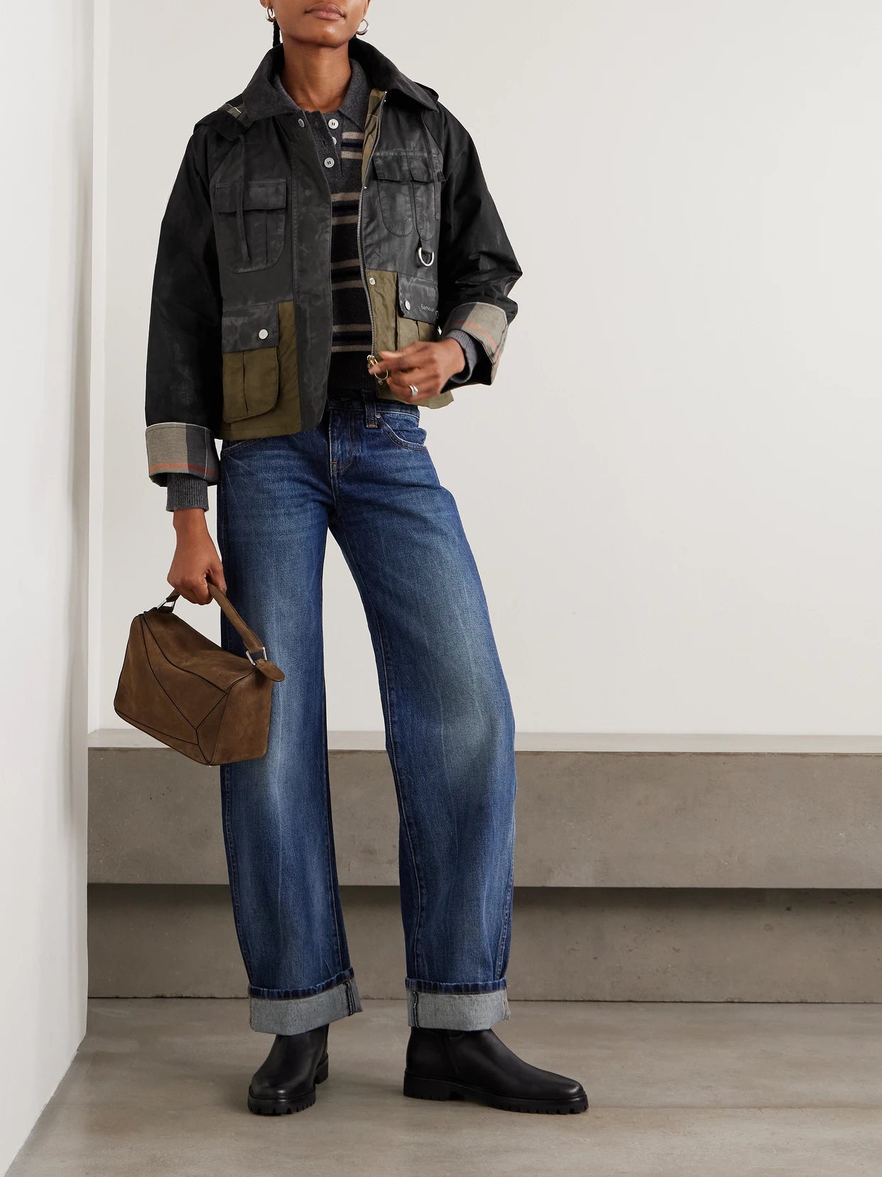 Image of Coats & Jackets. Product name - Liza Hooded Paneled Waxed-cotton Jacket in Black colour by brand - Barbour