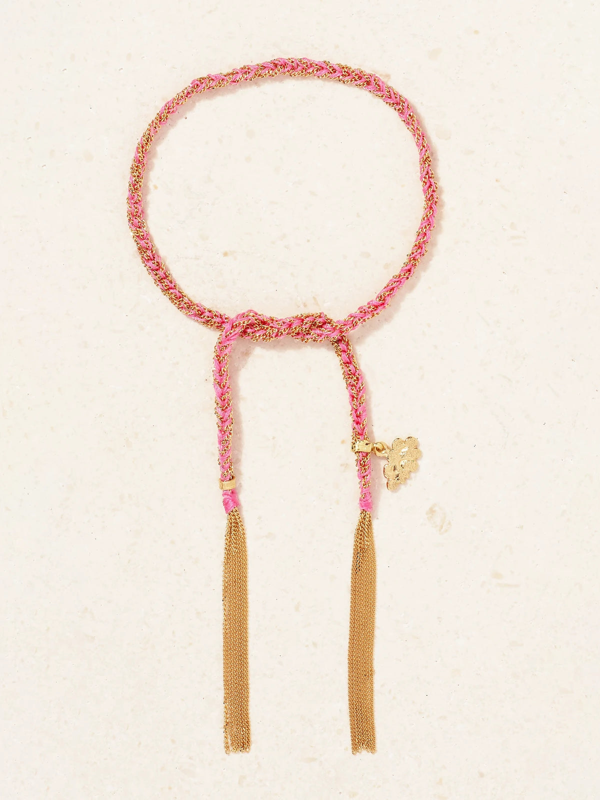 Lucky Dream + Cloud 18-karat Gold And Silk Bracelet