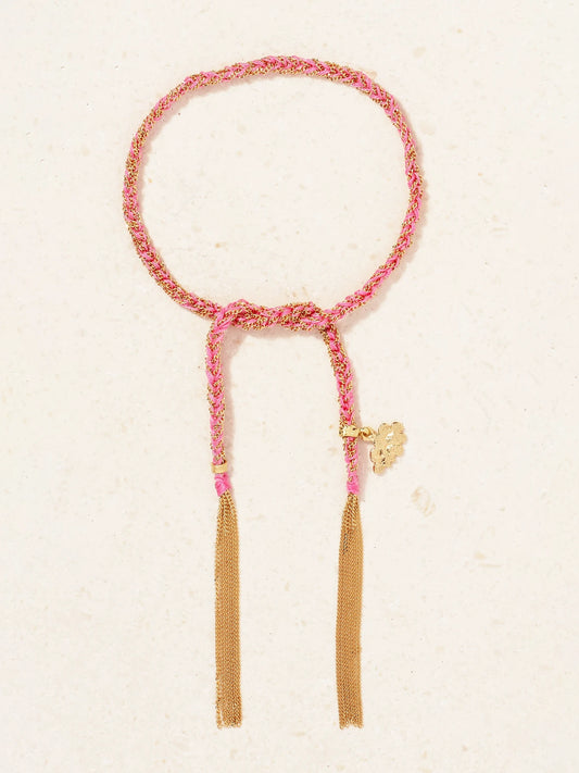 Lucky Dream + Cloud 18-karat Gold And Silk Bracelet