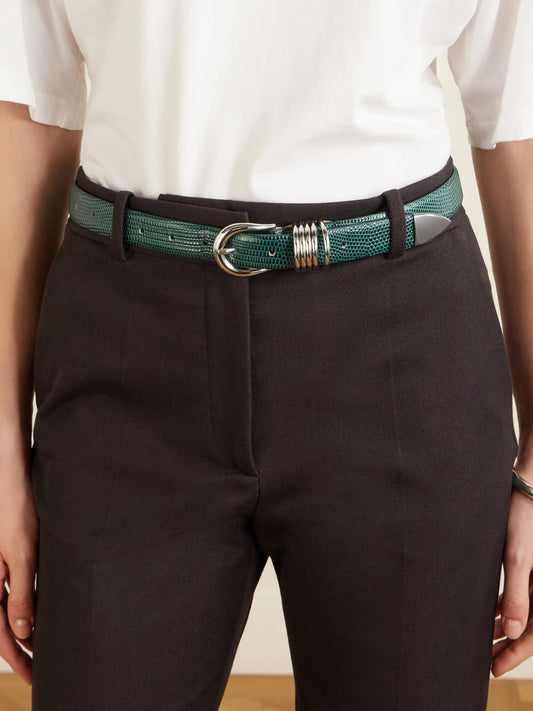 Déhanche Hollyhock Lizard-effect Leather Belt
