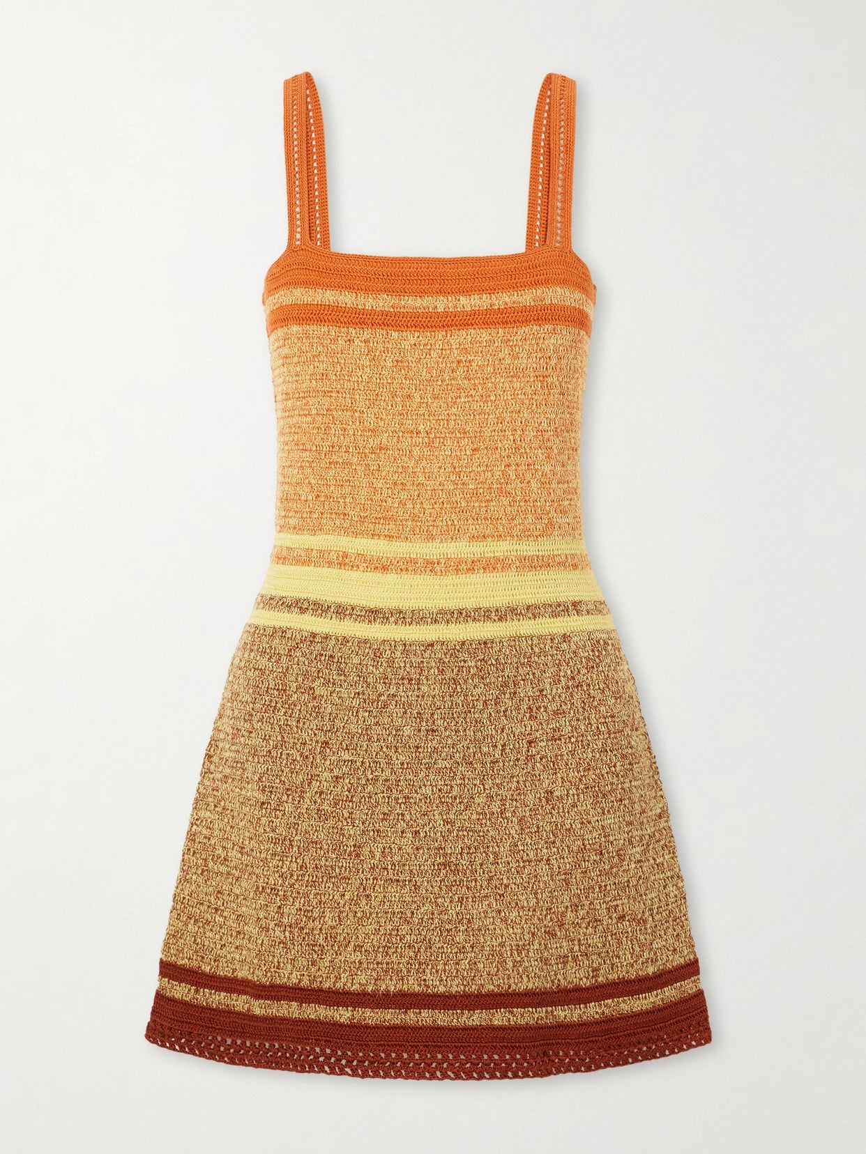 Plumar Striped Crocheted Cotton Mini Dress