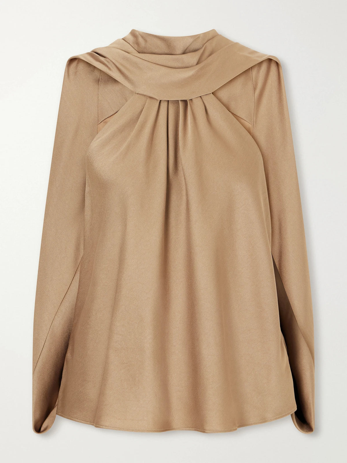 SIMKHAI Scarlett Gathered Satin Cape Top