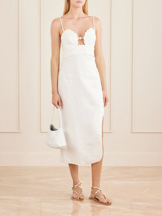 Image of Dresses. Product name - Linen Midi Dress in White colour by brand - Farm Rio
