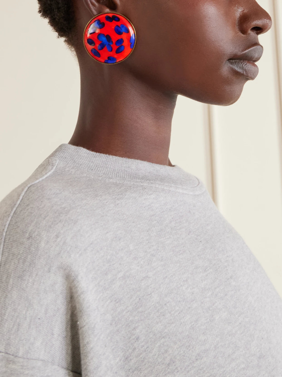 Image of Earrings. Product name - Gold-tone Enamel And Brass Earrings in Red colour by brand - Dries Van Noten