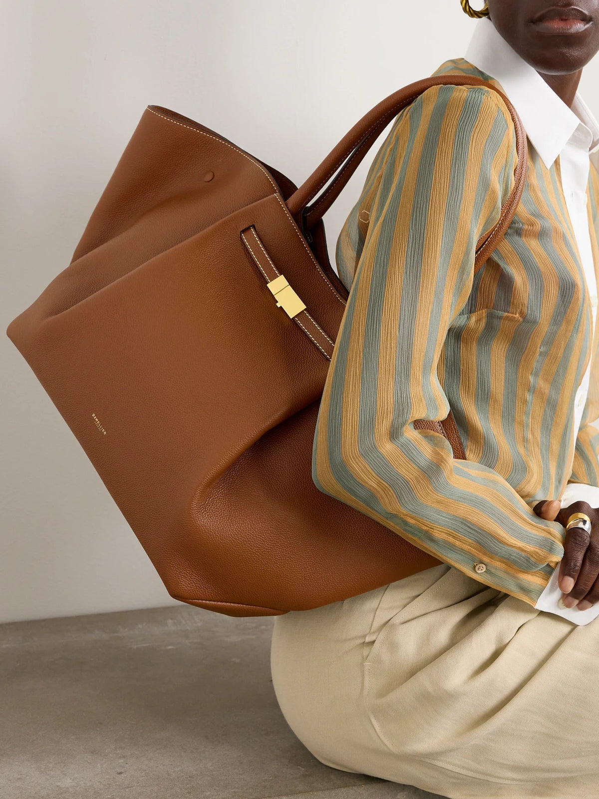 Image of Bags. Product name - The New York Textured-leather Tote in Tan colour by brand - DeMellier