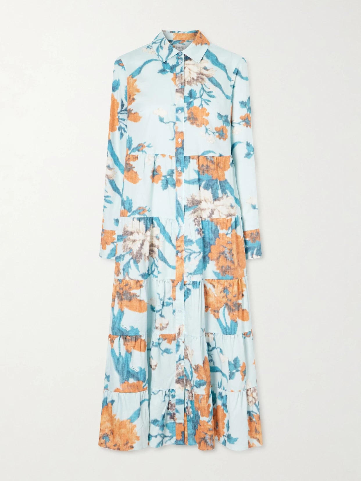 Tiered Floral-print Cotton Midi Dress