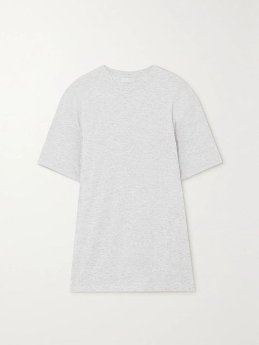 Image of Sleepwear & Loungewear. Product name - Boyfriend Stretch-jersey T-shirt - Light Heather Grey in Light gray colour by brand - SKIMS