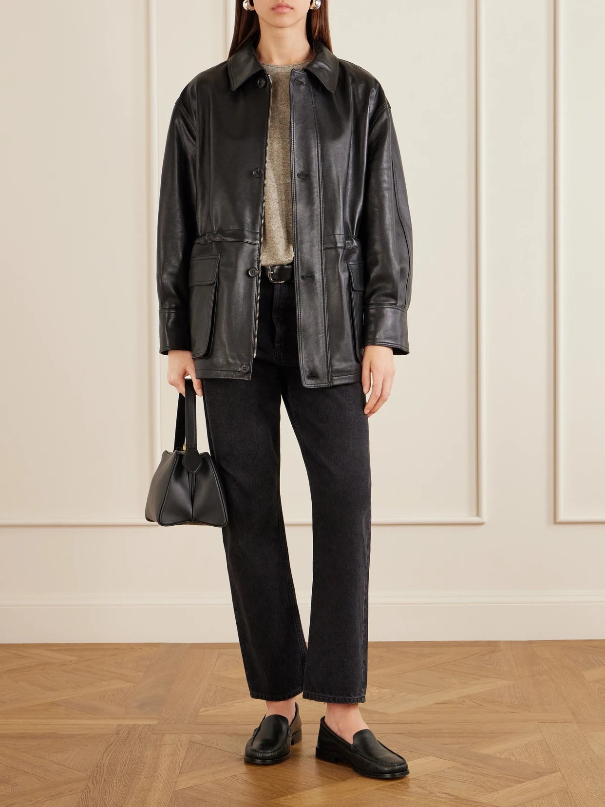 Image of Coats & Jackets. Product name - Maeve Leather Jacket in Black colour by brand - ARMA