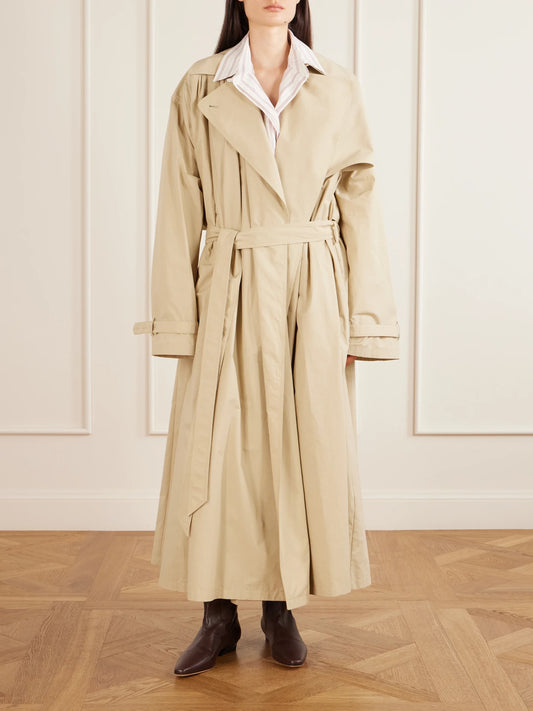 Image of Coats & Jackets. Product name - Mireille Ruched Cotton-gabardine Trench Coat in Beige colour by brand - Calvin Klein Collection