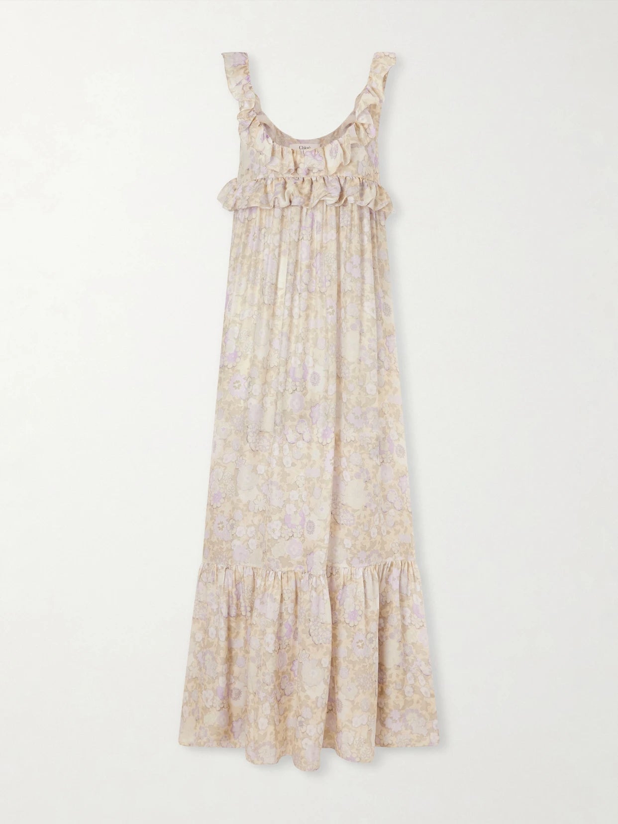 Ruffled Tiered Floral-print Silk-charmeuse Maxi Dress