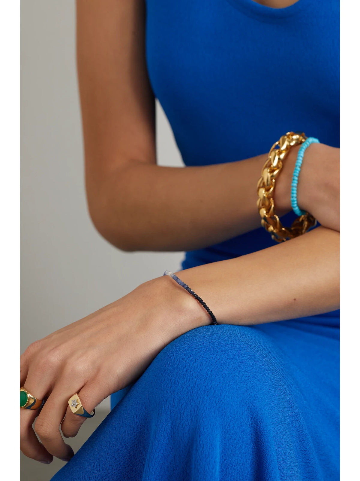 Image of Bracelets. Product name - Gold Sapphire Bracelet in Blue colour by brand - JIA JIA