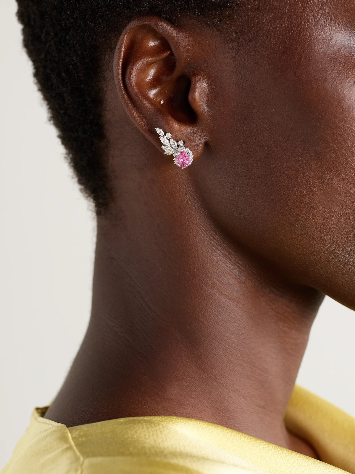 Image of Earrings. Product name - 18-karat White Gold, Sapphire And Diamond Earrings in Multi colour by brand - YEPREM