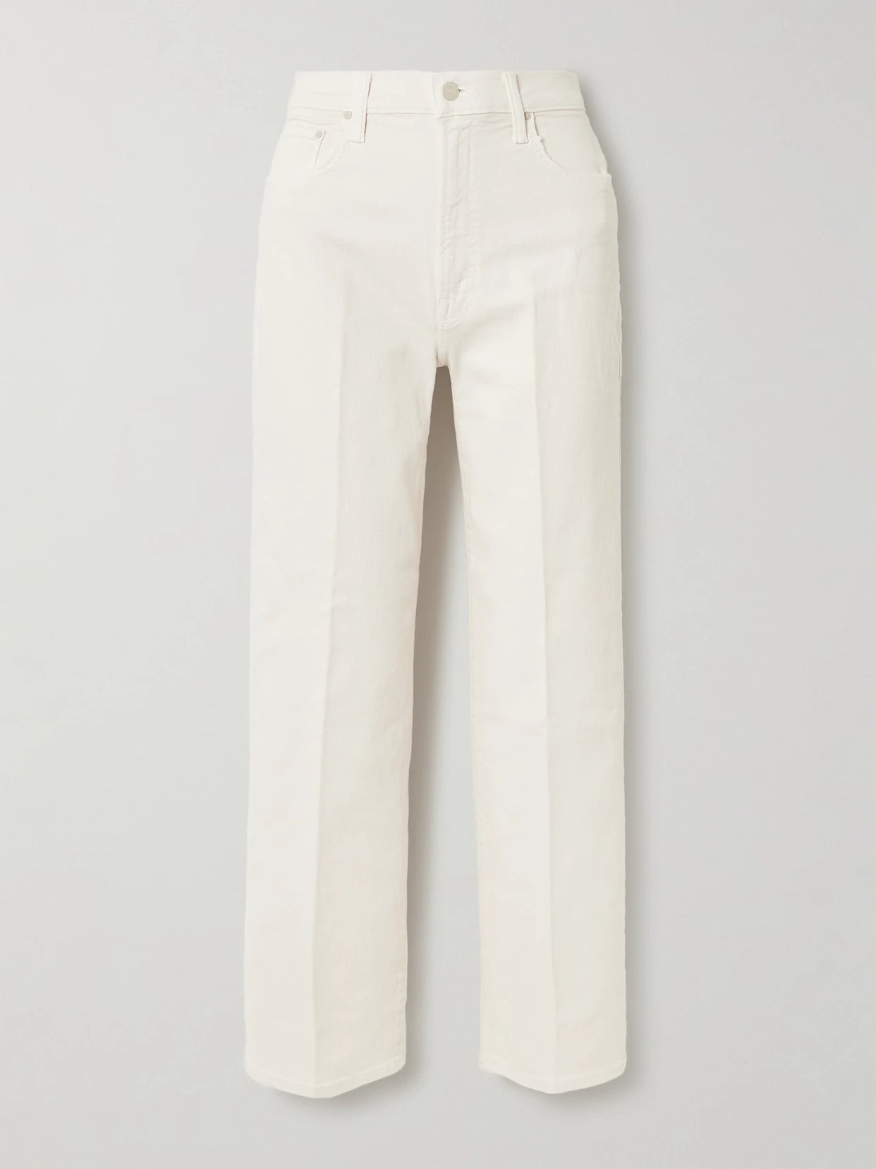 Image of Jeans. Product name - The Rambler Zip Ankle Cropped Straight-leg Jeans in Cream colour by brand - Mother