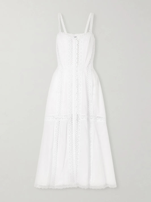 Image of Dresses. Product name - Dafelle Cotton-blend Maxi Dress in White colour by brand - Charo Ruiz