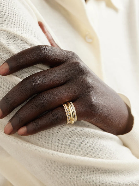 Image of Rings. Product name - Set Of Three 14-karat Gold, Morganite And Diamond Ring in Multi colour by brand - By Pariah