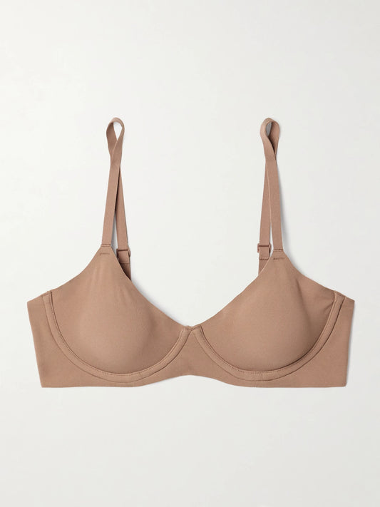 Image of Lingerie. Product name - Fits Everybody Unlined Demi Bra - Sienna in Beige colour by brand - SKIMS