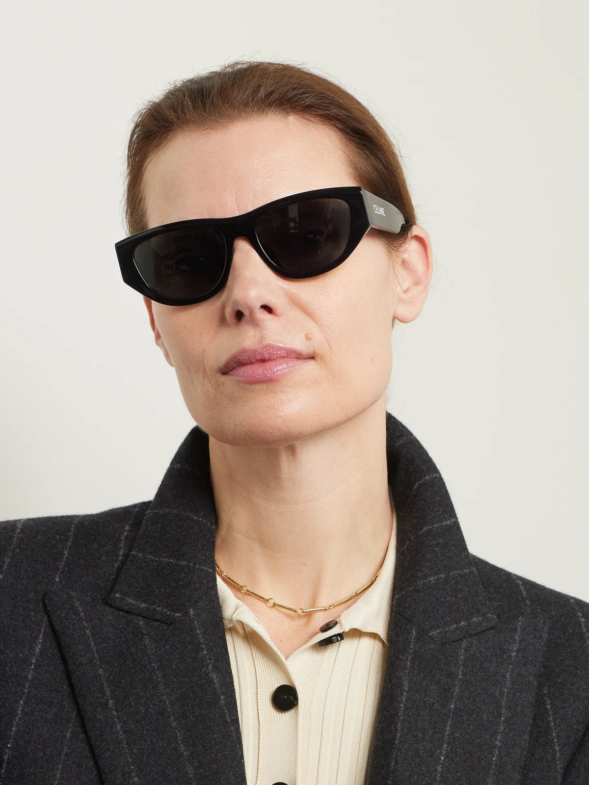 Image of Sunglasses. Product name - Monochroms 01 Cat-eye Acetate Sunglasses in Black colour by brand - CELINE Eyewear