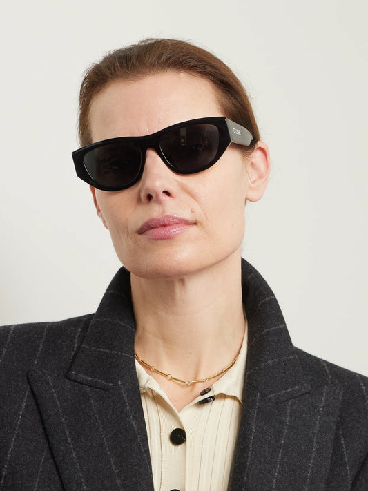 Image of Sunglasses. Product name - Monochroms 01 Cat-eye Acetate Sunglasses in Black colour by brand - CELINE Eyewear