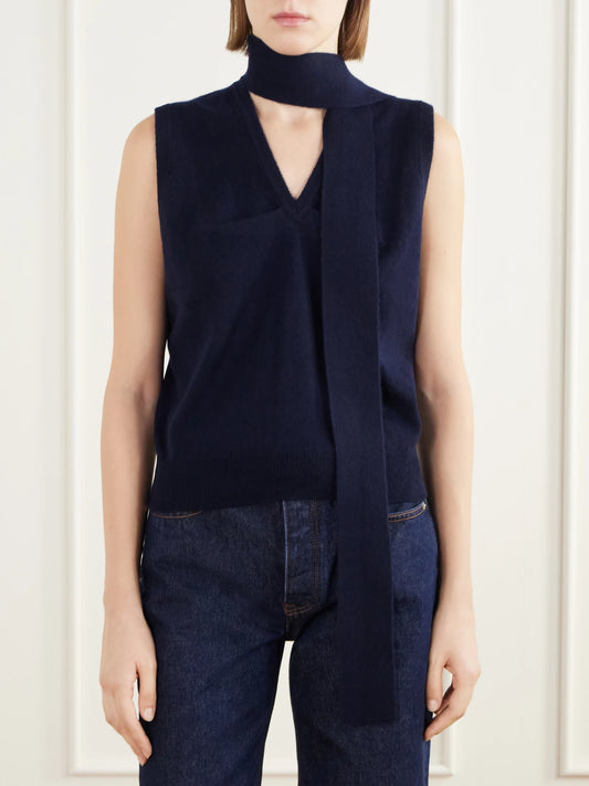 LISA YANG Ellisyn Tie-detailed Knitted Cashmere Sweater Vest
