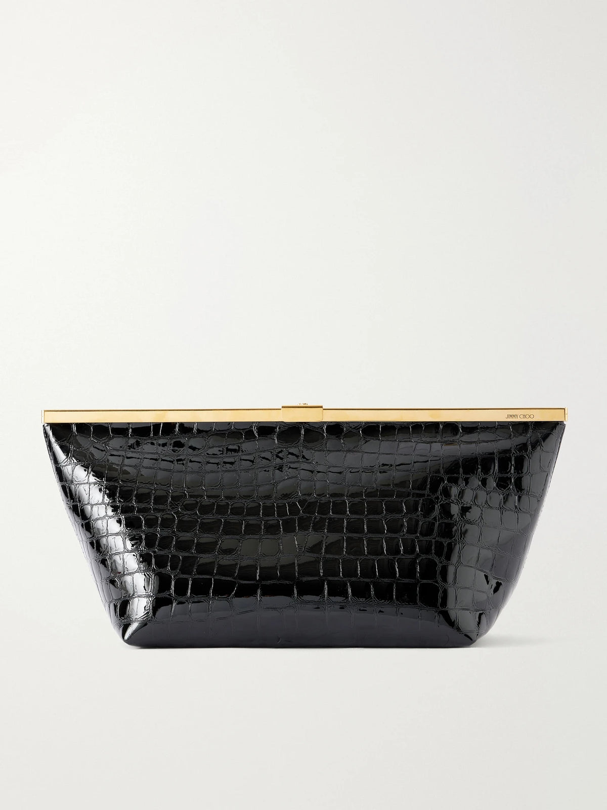 Jimmy Choo Ganache Large Croc-effect Patent-leather Clutch