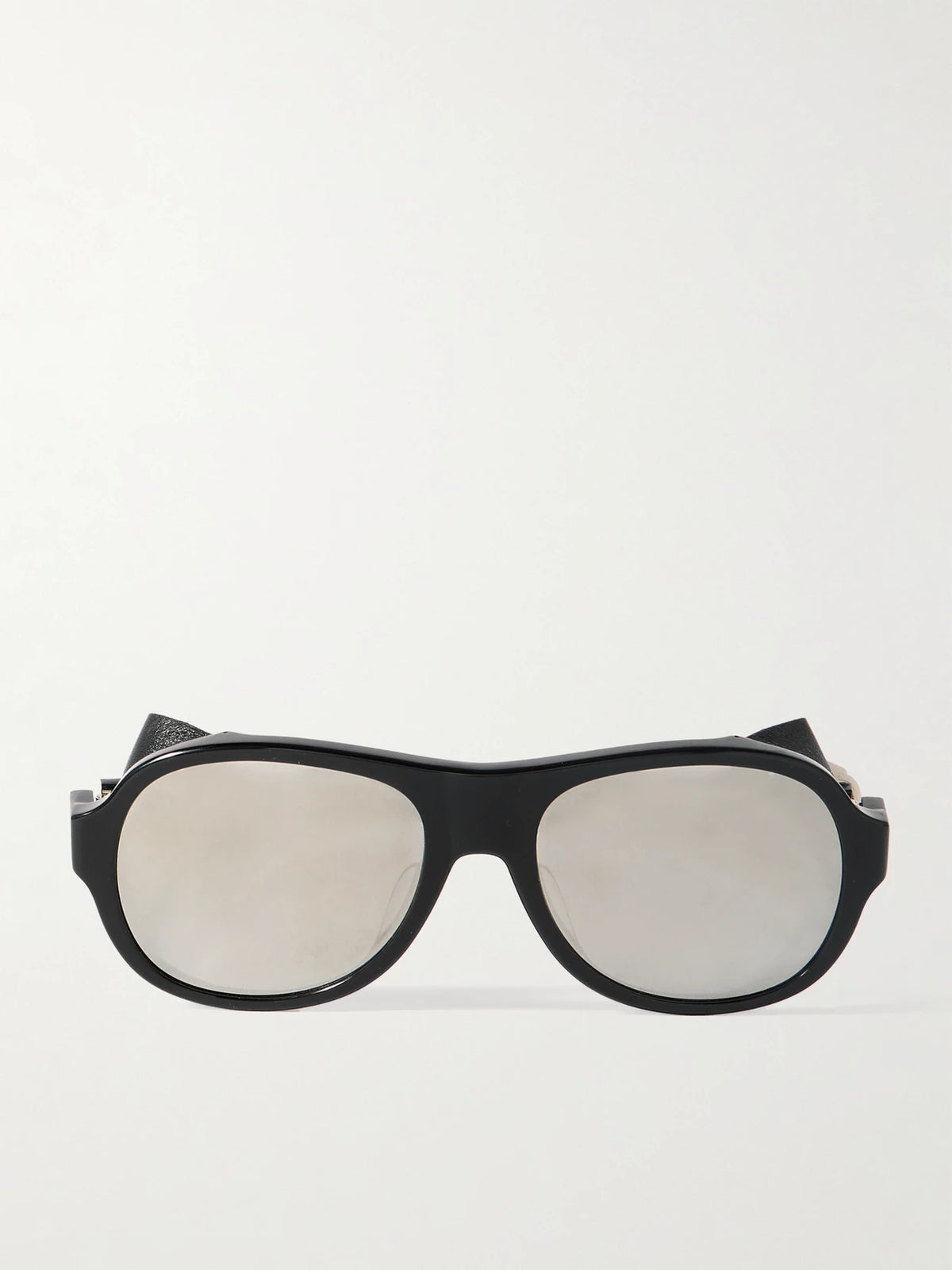 Aviator-style Leather-trimmed Acetate Sunglasses