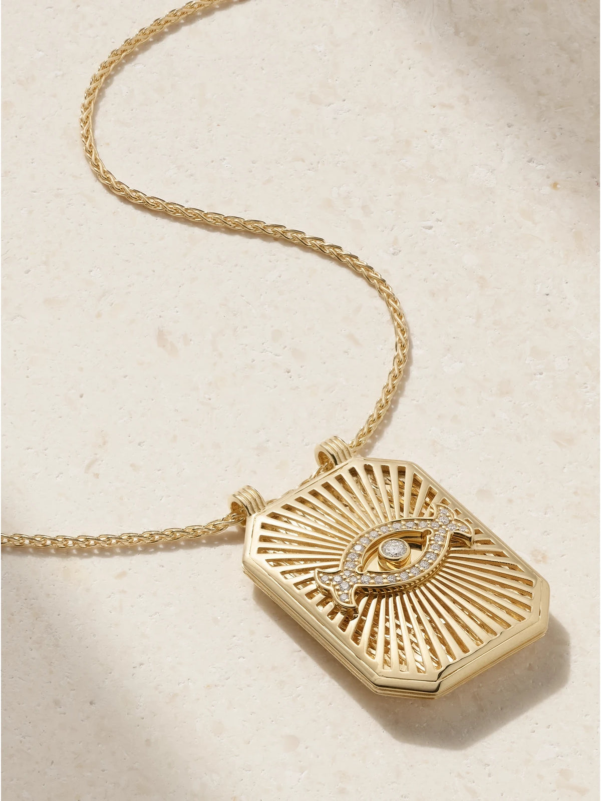 Eye Scapular 18-karat Gold Diamond Necklace