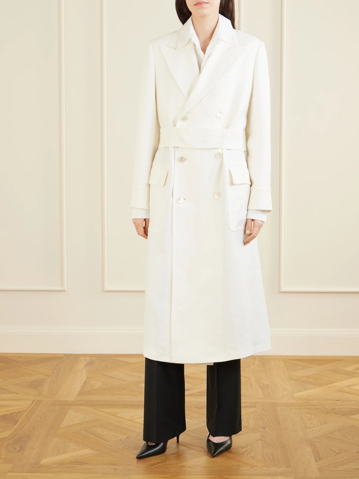 Image of Coats & Jackets. Product name - Taylan Linen Coat in Cream colour by brand - Ralph Lauren Collection