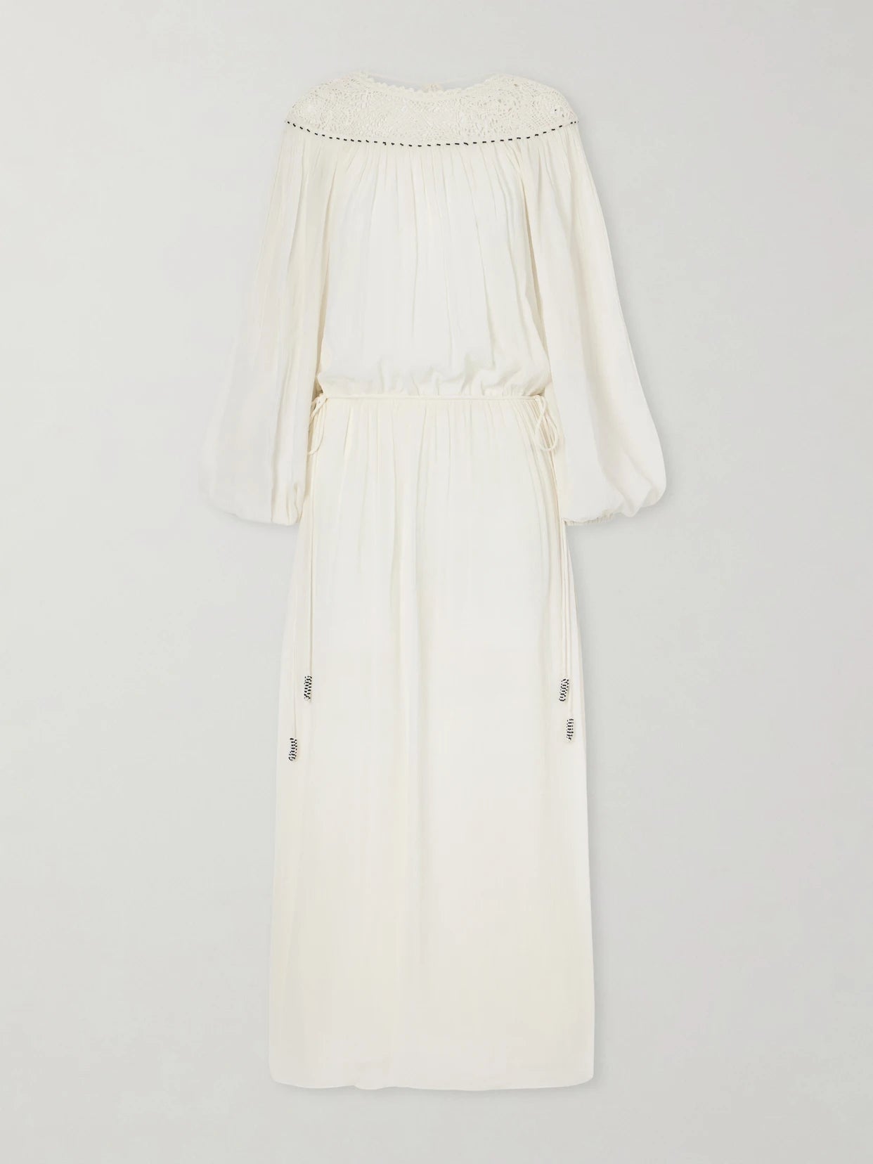 Nydia Lace-trimmed Bead-embellished Silk-chiffon Midi Dress