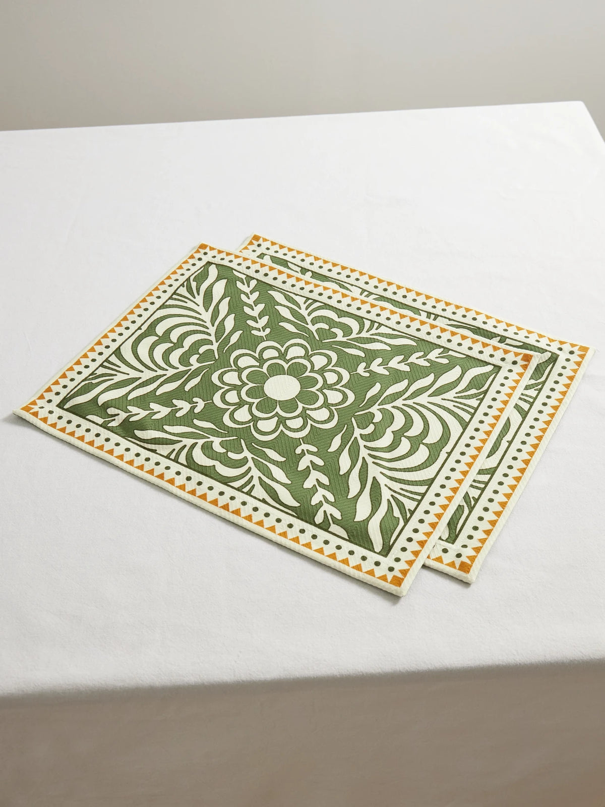 Set Of Two Printed Linen Placemats