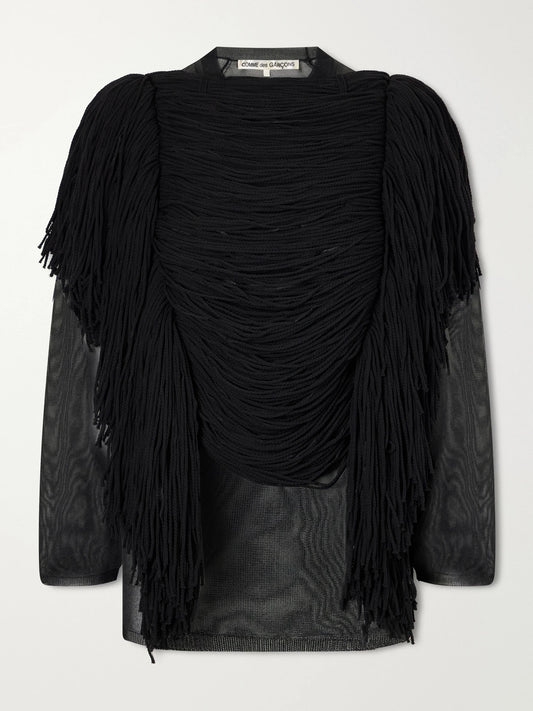 Comme des Garçons Gathered Fringed Jersey Top