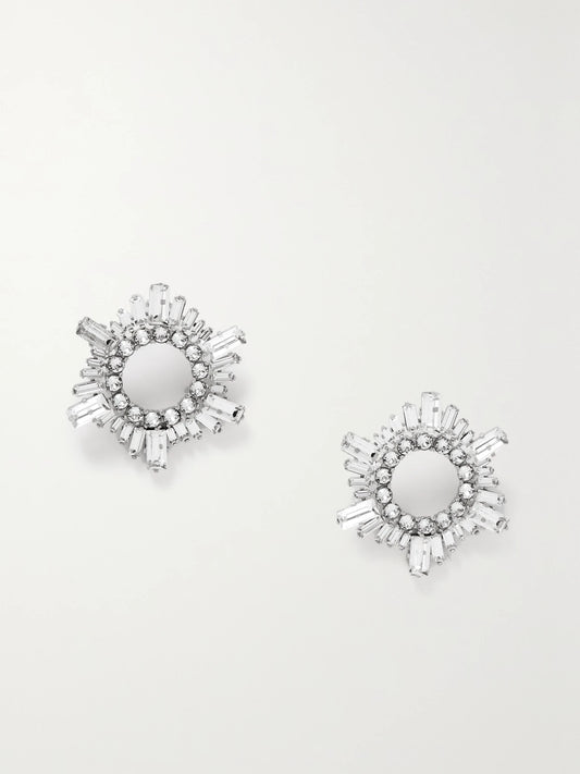 Amina Muaddi Begum Mini Silver-tone And Crystal Earrings
