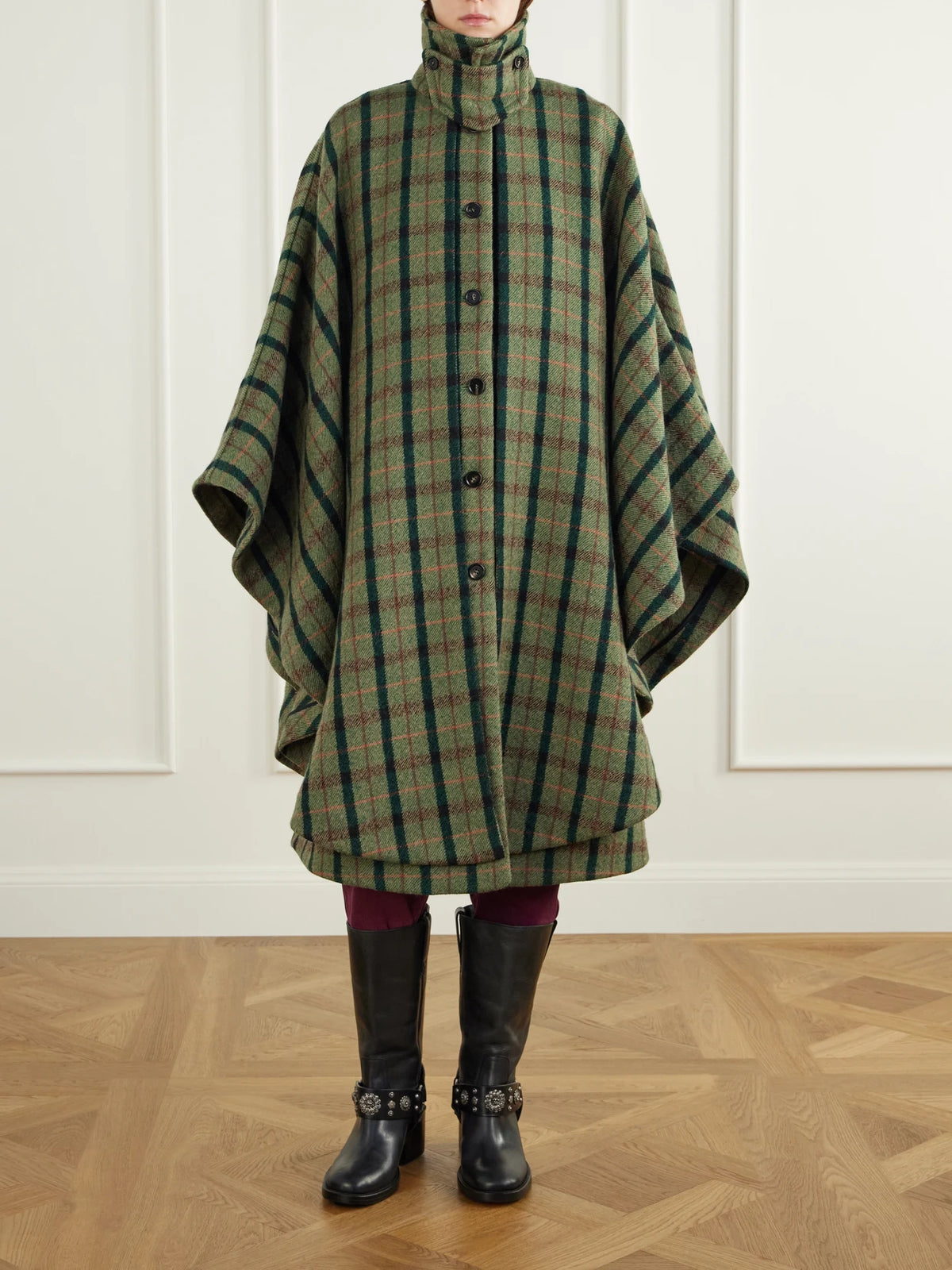 Chloé Checked Wool And Cotton-blend Coat