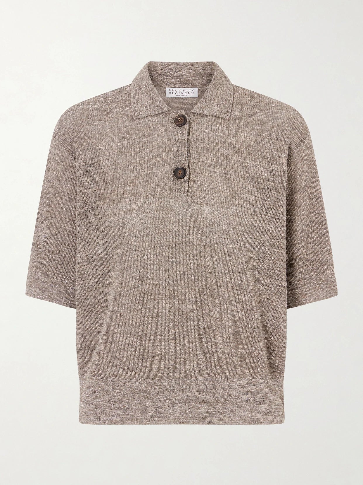 Metallic-knit Polo Shirt