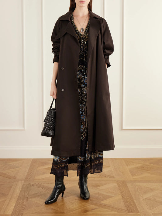 Image of Dresses. Product name - Daniela Ruffled Printed Embroidered Crepe Maxi Dress in Multi colour by brand - Farm Rio