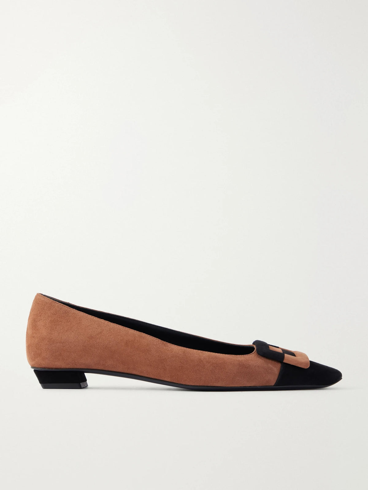 Roger Belle Vivier Buckled Two-tone Suede Ballet Flats