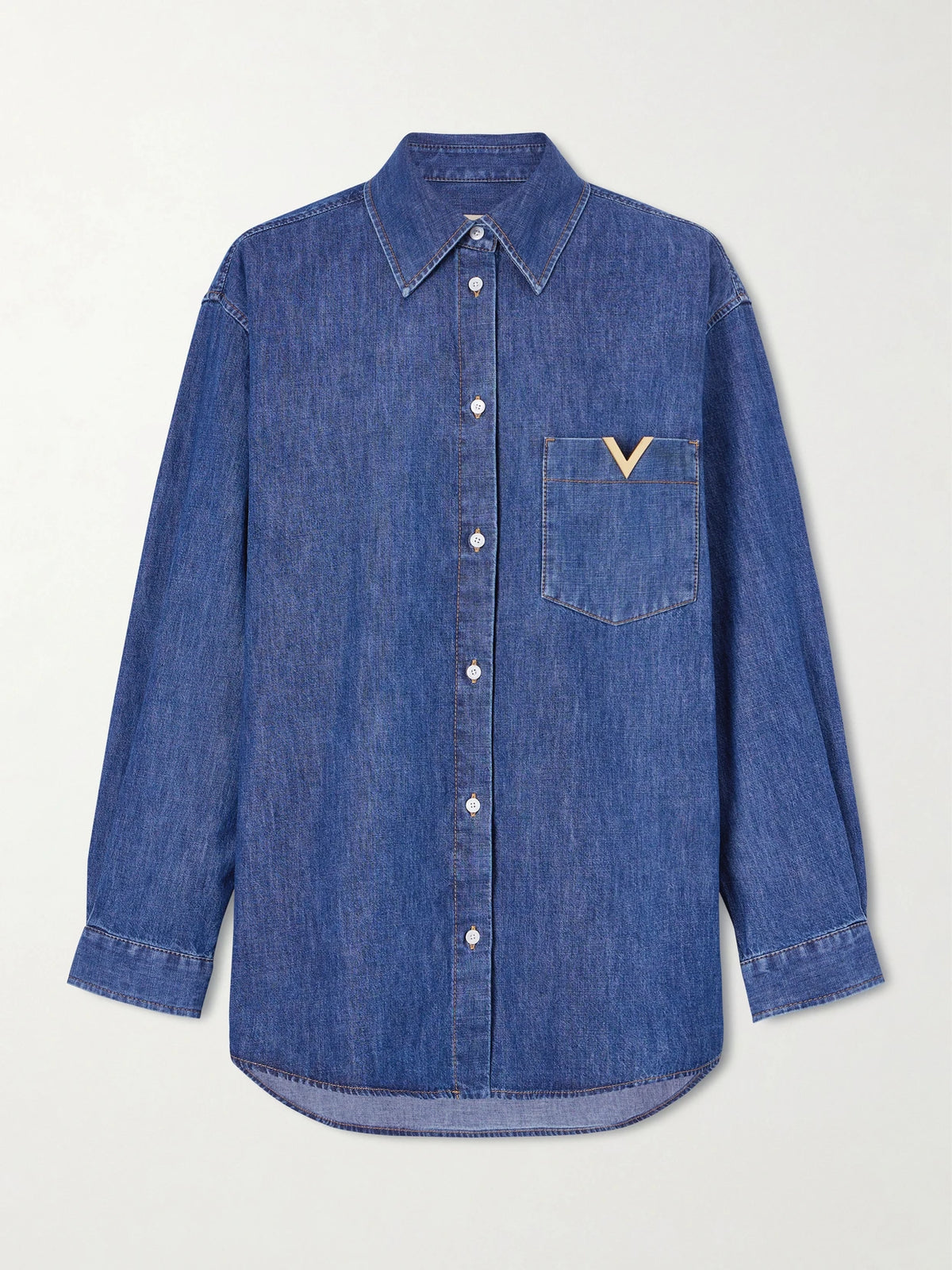 Embellished Cotton-denim Shirt
