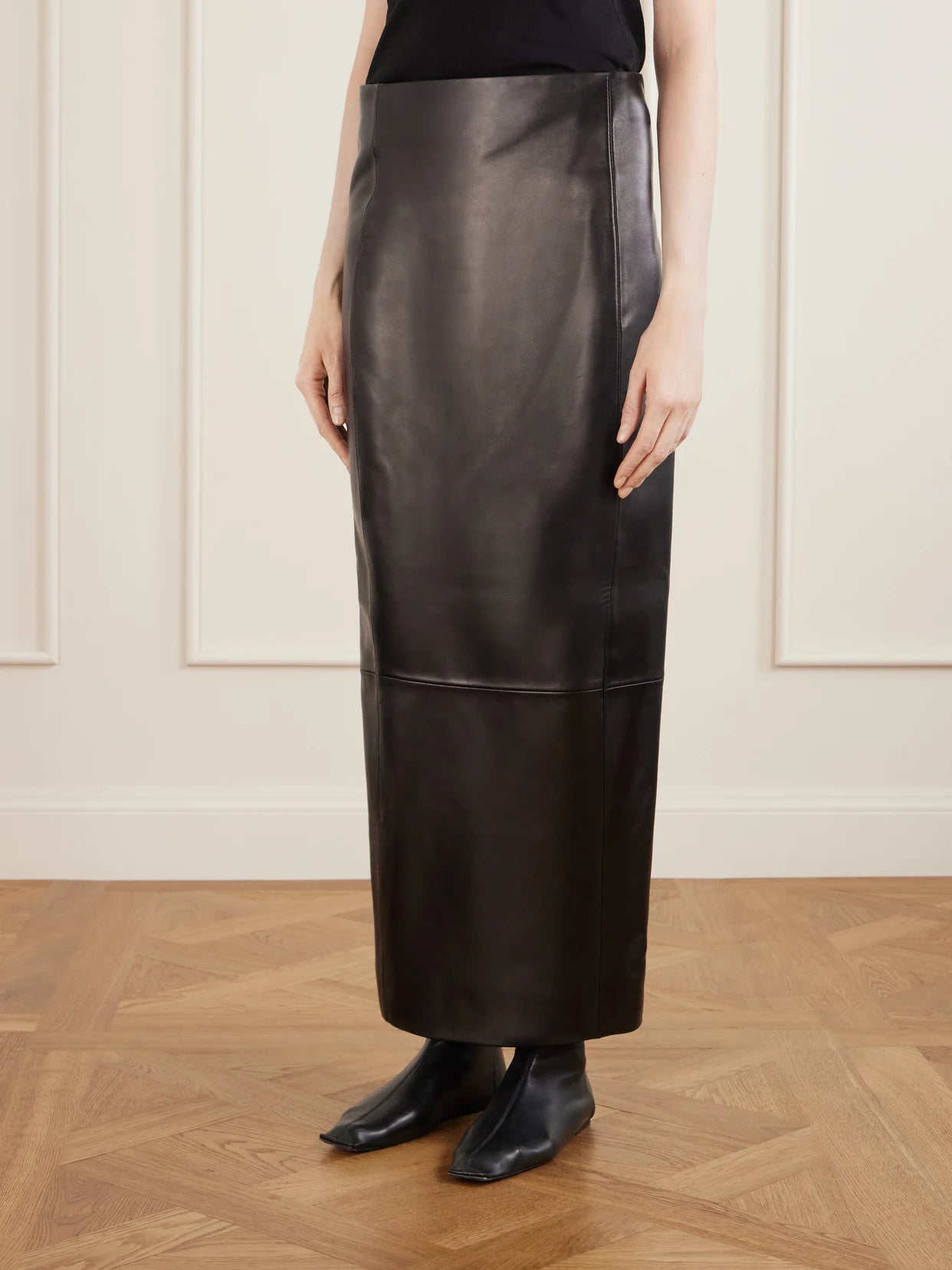 Lyle Leather Midi Skirt