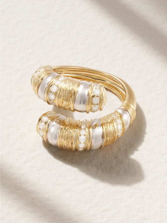 Bague Toi & Moi Gaufrette 14-karat White And Yellow Gold Diamond Ring